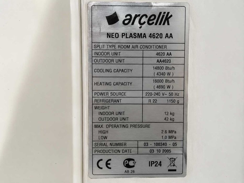 Aer condiționat Arçelik Neo Plasma 4620 AA – 14.800 BTU