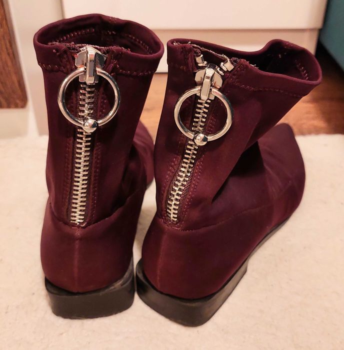 Botine Zara cu varful ascutit, rosu inchis, masura 36