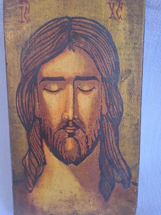 icoana veche pictata pe lemn 14/25 cm