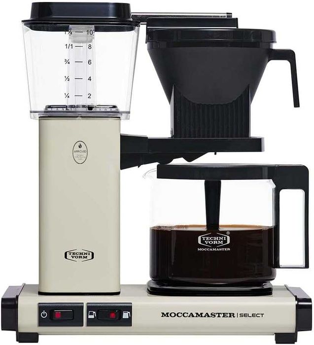 Moccamaster KBG Select Coffee Machine, ретро кафемашина за филтърно кафе, почти бяла, 1.25 л