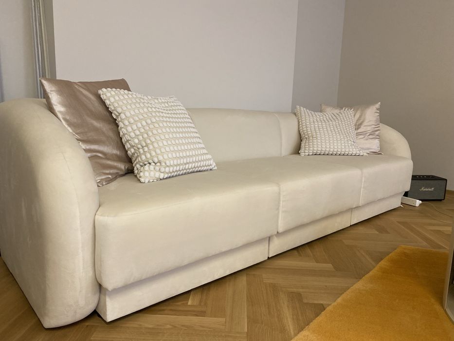 Canapea bej cu tapițerie din catifea 259 cm Miley - Micadoni Home