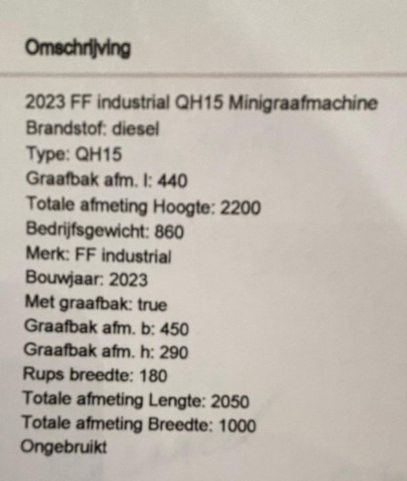 Mini excavator Q15 nou nouț