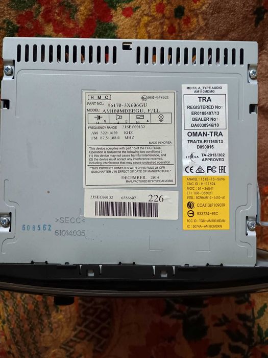 Radio -CD player original Hyundai Elantra 2015