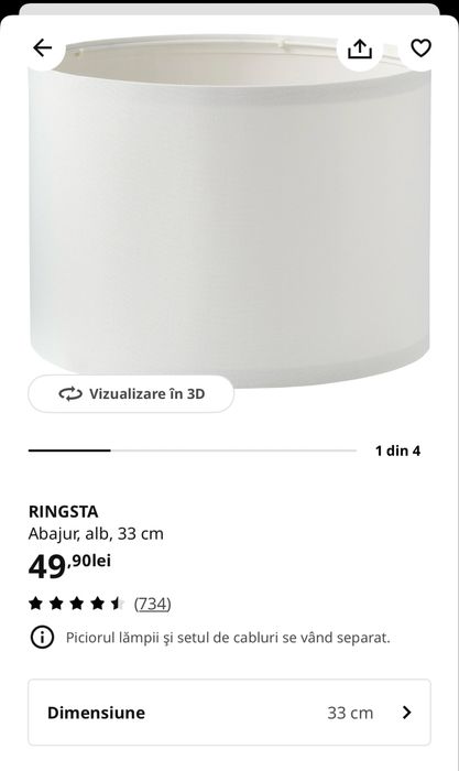 Set 2 abajururi albe noi Ringsta ikea, nedesfacute