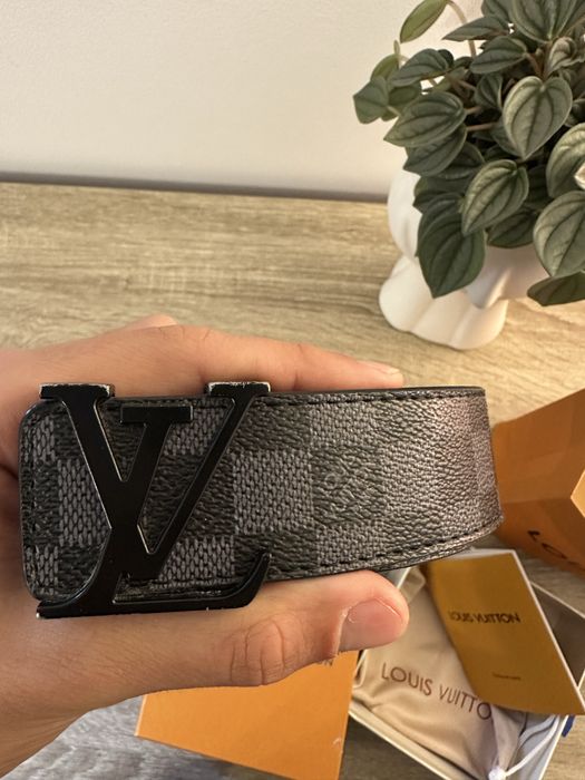 Curea Louis Vuitton Initiales, Damier Graphite, cu cutie și pungă originală marimea 105 cm