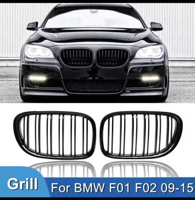 Grile Duble M Negru Lucios BMW Seria 7, F01 F02 F03 F04 2009 - 2015