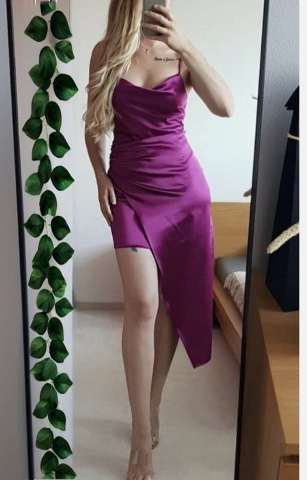 Rochie Zara satinata, culoare violet vibrant, marime S