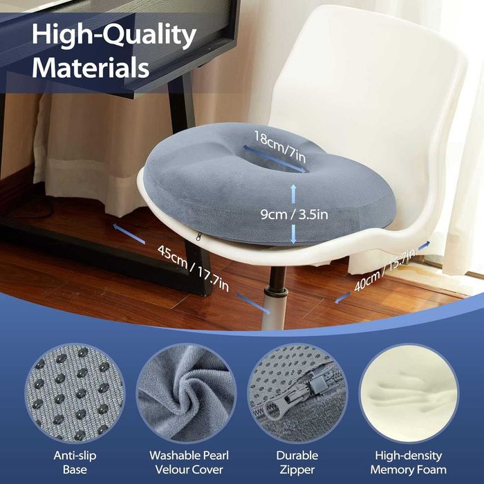 Pernă ortopedică Donut, spumă cu memorie pentru confort sporit