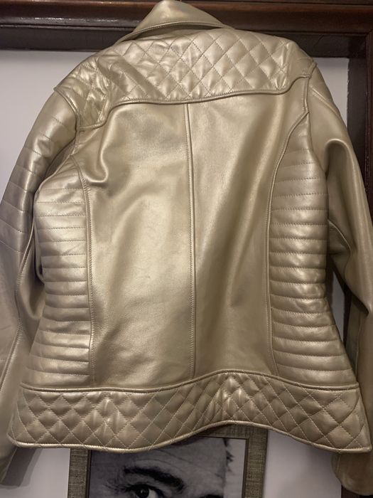 Geaca/Jacheta piele naturala auriu/gold biker/motor