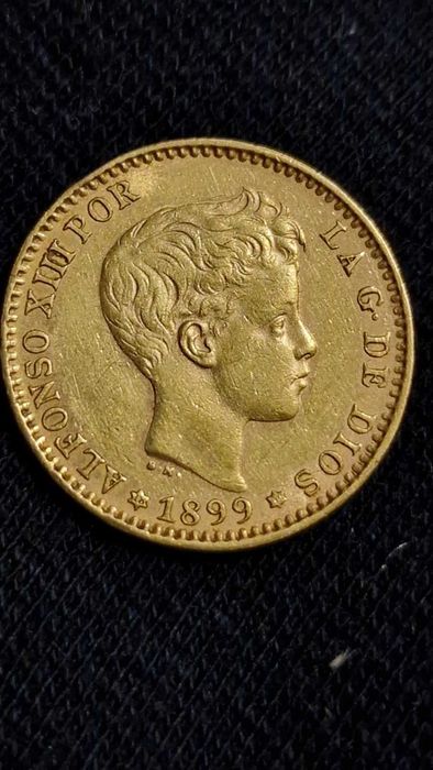 Златна монета 20 Италиански Лири Наполеон I 1809 , 20 Испански Песети АлфонсоXIII 1889 и 1899