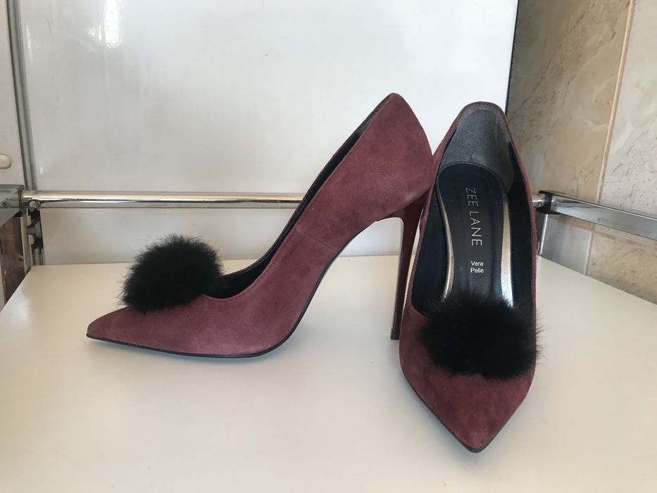 Pantofi Zee Lane stiletto de piele intoarsa Bordeaux,nr37