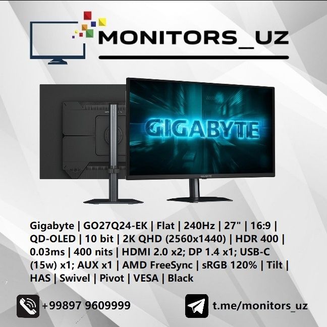 [NEW] монитор Gigabyte GO27Q24 OLED 2K 240Hz