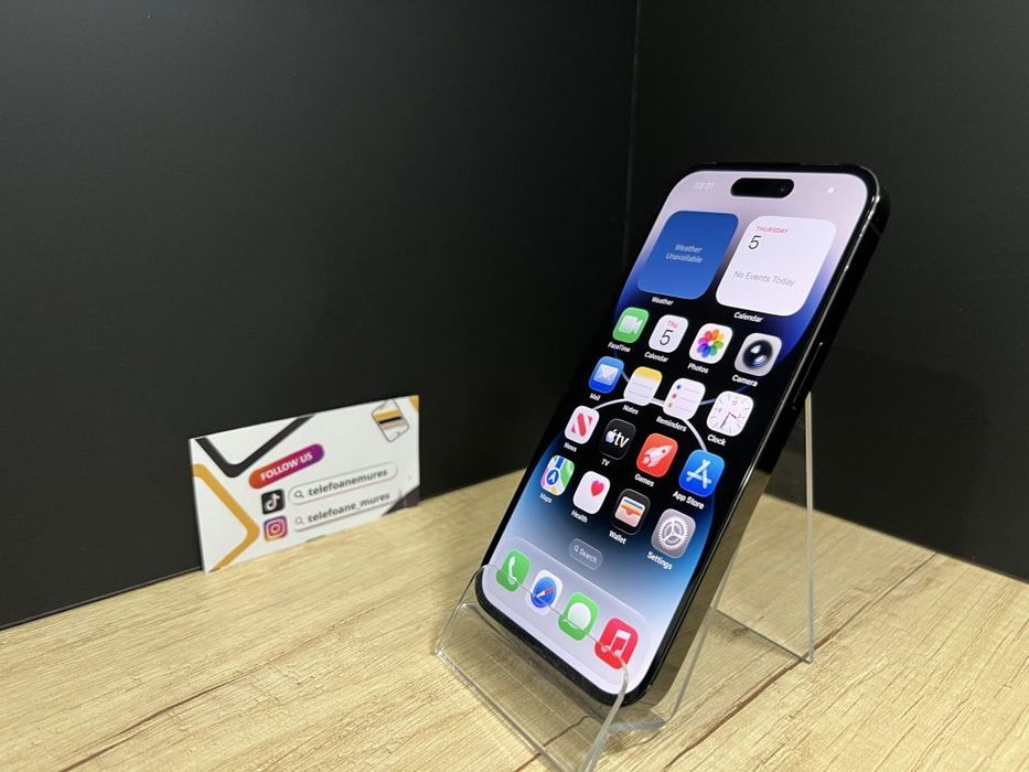 iPhone 14 Pro 128Gb Space Black Second-Hand 3 ani garanție, Telefo