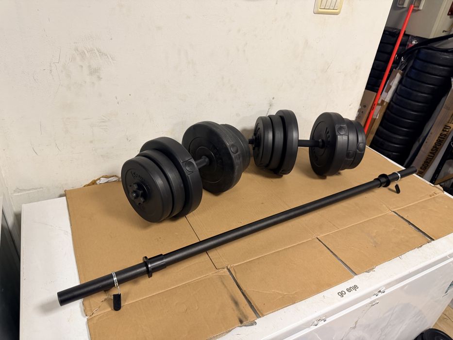 Gantere reglabile 2x20 kg+bara haltera pret promo 300 lei