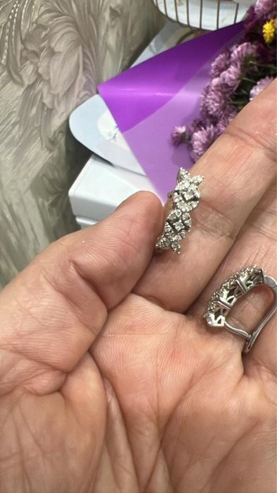 Бриллиант серьги белое золото