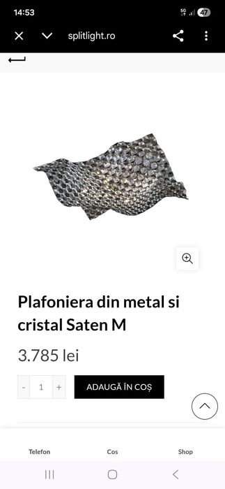 Plafoniera din metal si cristal Saten M   1000lei