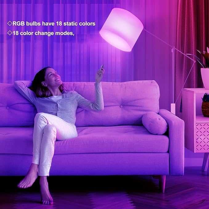 set 4 becuri RGB , 9W, E27 LED, Dimabile