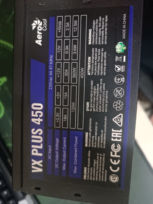 Srochna sotiladi RTX 1060 6gb VX PLUS 450 Aero Cool