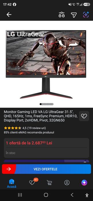 LG monitor Ultragear 32 inch