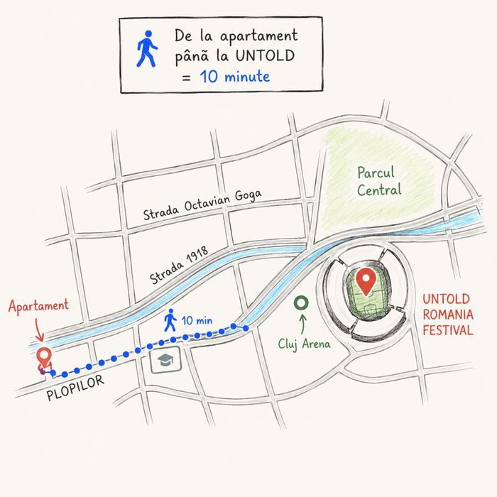 UNTOLD - Apartament la 10 minute de mers pe jos