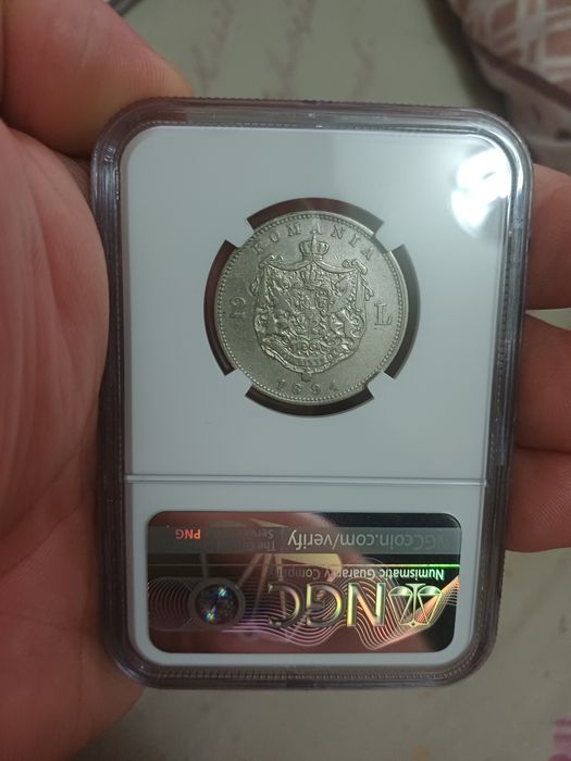 Moneda 2 lei 1894 Romania Ngc  vf