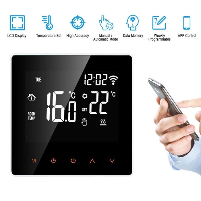 Termostat incalzire pardosea wi-fi programabil Google Home, Alexa
