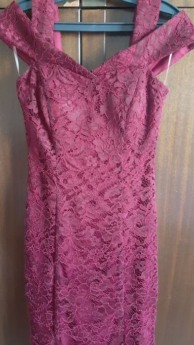 Платье в пол бордо