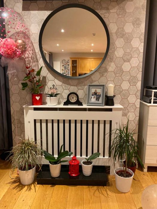 Panou decorativ- Masca calorifer, lemn MDF alb lucios M