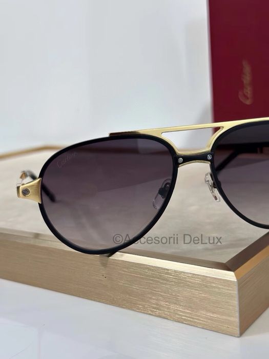 Ochelari de Soare Cartier CT0476S Polarised  Photocrimic Lens Noi Full Box [Verificare Colet] Gold/Black