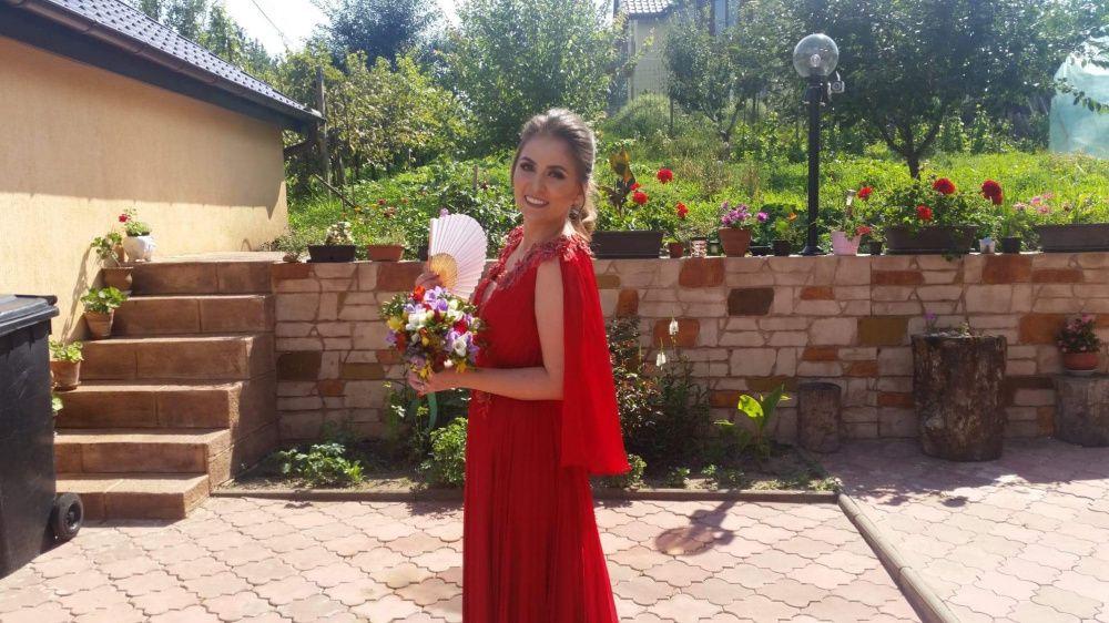 Rochie lunga matase cu pliseuri