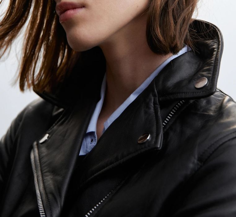 Кожаная куртка брендовая от манго