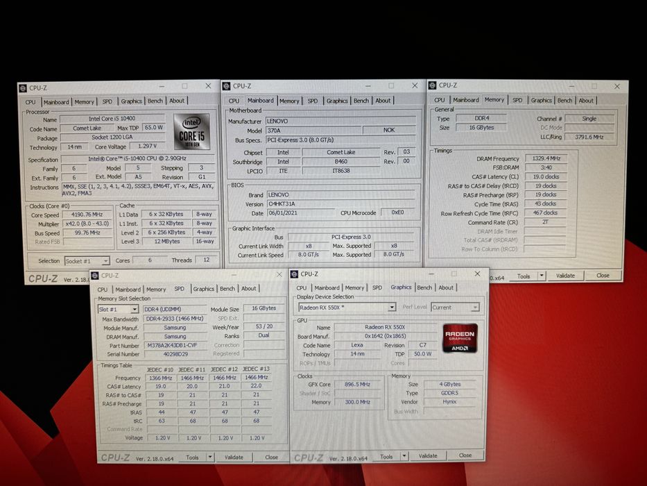 PC Lenovo i5-10400 | 16GB RAM | RX550X 4GB