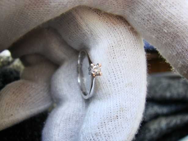 Inel Aur Alb 14K Cu Diamant Brilliant De Logodna