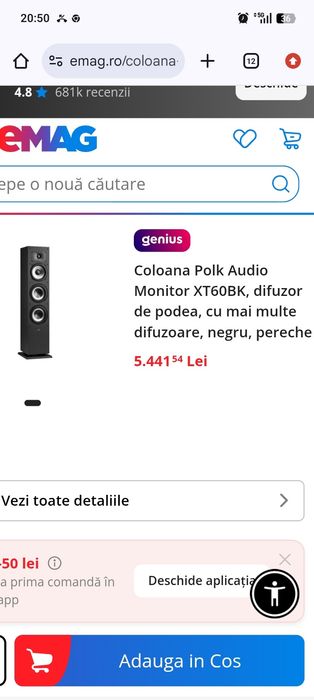 Coloana polk audio monitor xt 60 BK noi sigilate