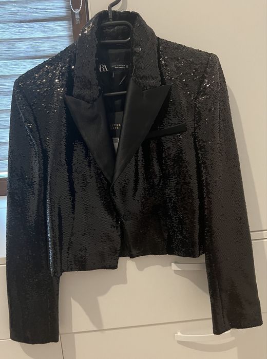 Sacou Zara, negru cu paiete, marime XS