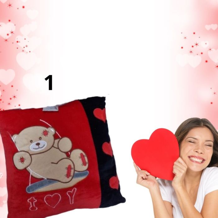 Подаръчна квадратна плюшена музикална възглавничка с мече за Свети Вал