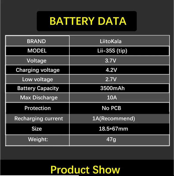 Acumulatori LiitoKala Lii-35S 18650 3.7V 3500mAh reîncărcabilă cu liti