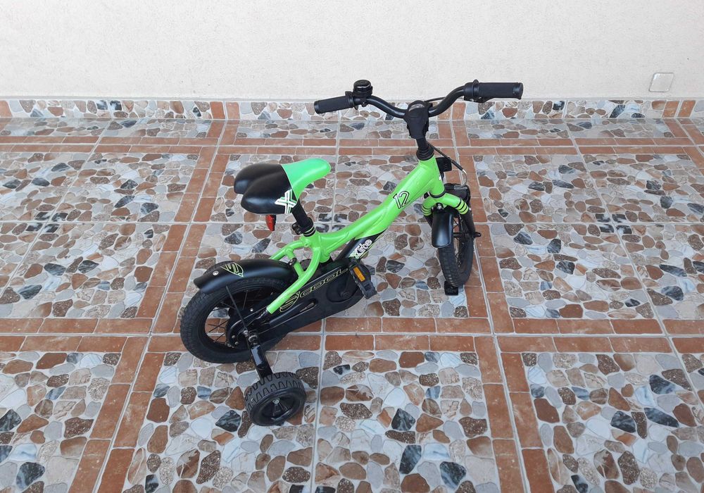 Bicicletă pentru copii 12’ S'Cool XXlite 12-1, ALUMINIU – verde/negru
