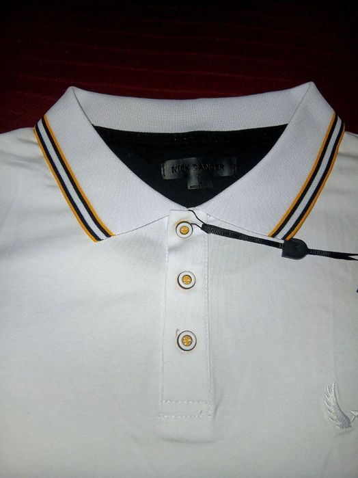 Из Америки, рубашка-поло, бренда Nick Danger white/honey mustard/black