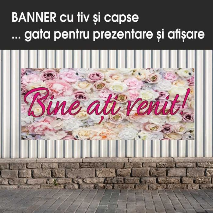 Banner BINE ATI VENIT!, 200 cm x 80 cm-lichidare stoc -70%
