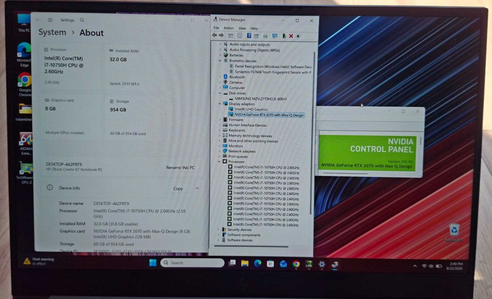 15.6' HP ZBook G7 Intel Core i7-10750H/NVIDIA RTX 2070 8GB/32GB/1TB SSD/Бат.5ч.
