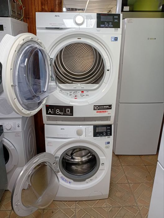 Комплект пералня и сушилня с термопомпа АЕГ Aeg A+++ 8кг 2 години Гаранция!