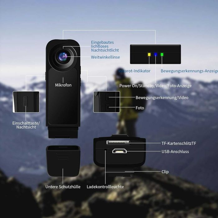 Малка камера Baobylon без WiFi, HD 1080P