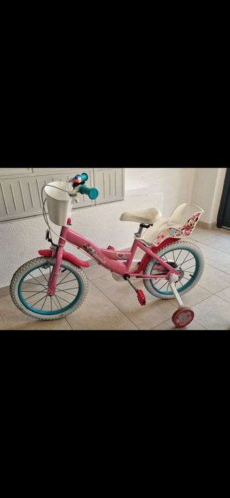 Bicicleta copii, Mini Mouse,de 16 inch cu roți ajutătoare.