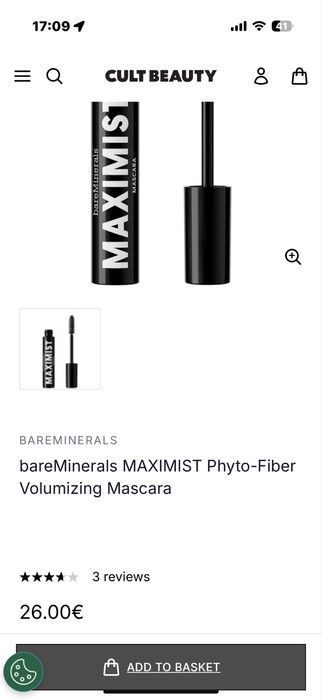 bareMinerals MAXIMIST Phyto-Fiber Volumizing Mascara