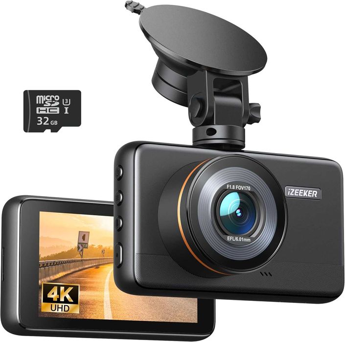 Предна камера iZEEKER 4K Dash Cam, 2160P, 32GB карта, WDR 400
