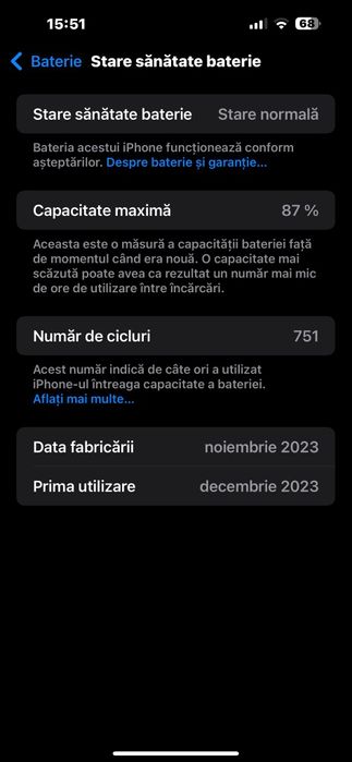 Vând Iphone 15 pro max 256 GB impecabil full box