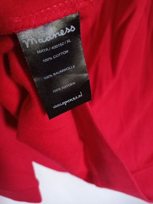 Bluza pe gat Madness 100% bumbac M - XL rosu maneci trei sferturi