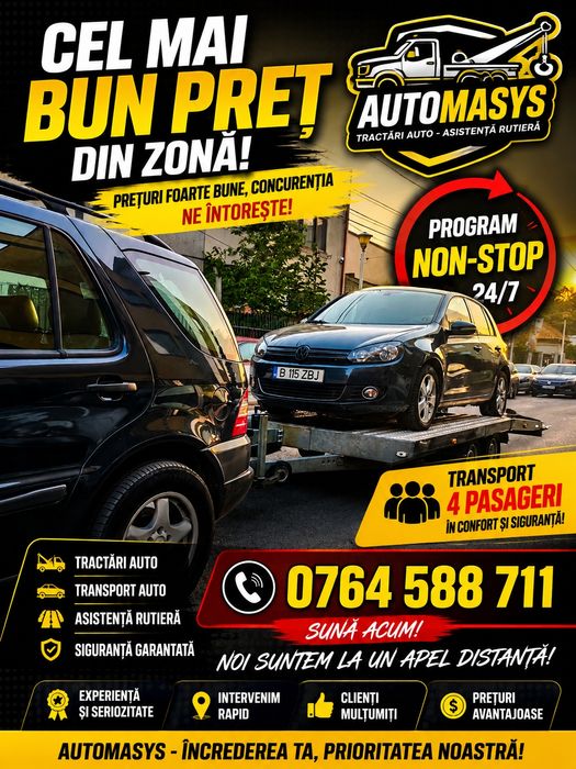 Tractari auto/platforma auto/asistenta rutiera non stop