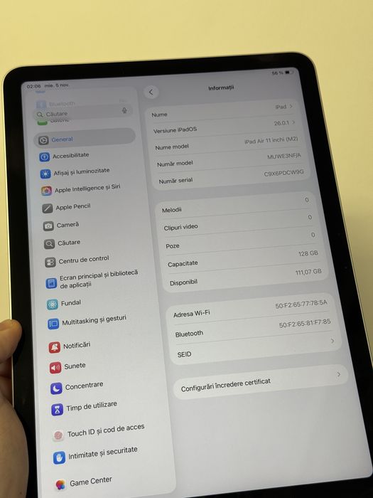 Tableta Apple iPad Air (2024) 11" 128GB Wi-Fi Liquid Retina XDR, M2